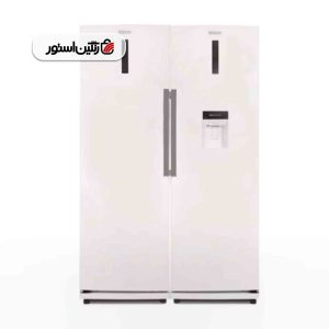 یخچال فریزر دو قلو رنزو مدل 6020 سفید یخساز اتوماتیک